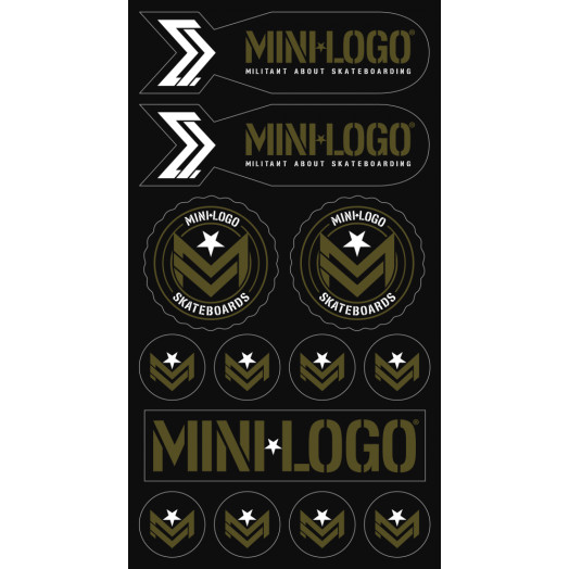 Mini Logo Sticker MILITANT "3" Green/Black Font 10pk